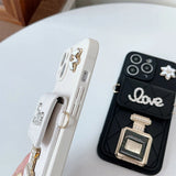 Luxury Rhinestone perfume Bottle Mirror Mobile Phone Case For iPhone