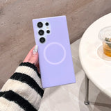 Solid Color Jelly Magnetic Liquid Silicone Phone Case For Samsung