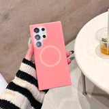 Solid Color Jelly Magnetic Liquid Silicone Phone Case For Samsung