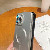 Metal Painted Magnetic Wireless Charge Case for iPhone