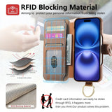 Leather Strap Zipper Wallet Flip Case for iPhone