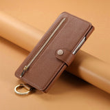 Leather Strap Zipper Wallet Flip Case for iPhone
