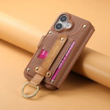 Leather Strap Zipper Wallet Flip Case for iPhone