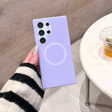 Solid Color Jelly Magnetic Liquid Silicone Phone Case For Samsung