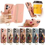 Leather Strap Zipper Wallet Flip Case for iPhone