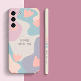 Cartoon Flower Square Silicone Case For Samsung