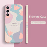 Cartoon Flower Square Silicone Case For Samsung