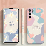 Cartoon Flower Square Silicone Case For Samsung
