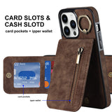 New Ring Buckle Phone Case Zipper Case Retro Leather Case For iPhone Samsung