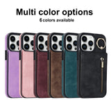 New Ring Buckle Phone Case Zipper Case Retro Leather Case For iPhone Samsung