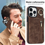 New Ring Buckle Phone Case Zipper Case Retro Leather Case For iPhone Samsung