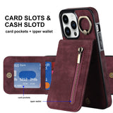 New Ring Buckle Phone Case Zipper Case Retro Leather Case For iPhone Samsung