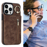 New Ring Buckle Phone Case Zipper Case Retro Leather Case For iPhone Samsung