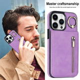 New Ring Buckle Phone Case Zipper Case Retro Leather Case For iPhone Samsung