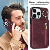 New Ring Buckle Phone Case Zipper Case Retro Leather Case For iPhone Samsung