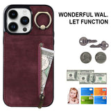 New Ring Buckle Phone Case Zipper Case Retro Leather Case For iPhone Samsung