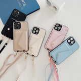 Luxury Crossbody Strap Lanyard Wallet Leather Case For IPhone
