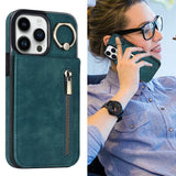 New Ring Buckle Phone Case Zipper Case Retro Leather Case For iPhone Samsung