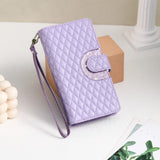 Glitter Plaid Leather Case with Card Slots and Lanyard for iPhone