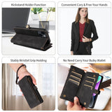 Leather Zipper Lanyard Wallet Case for iPhone