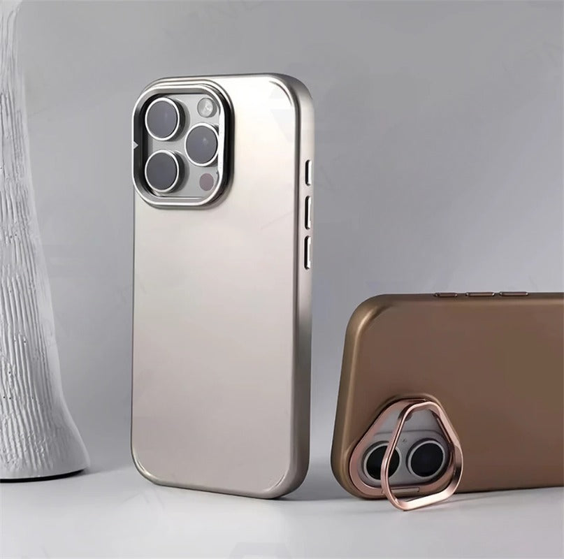 Alloy Lens Stand Slim Matte Case For iPhone