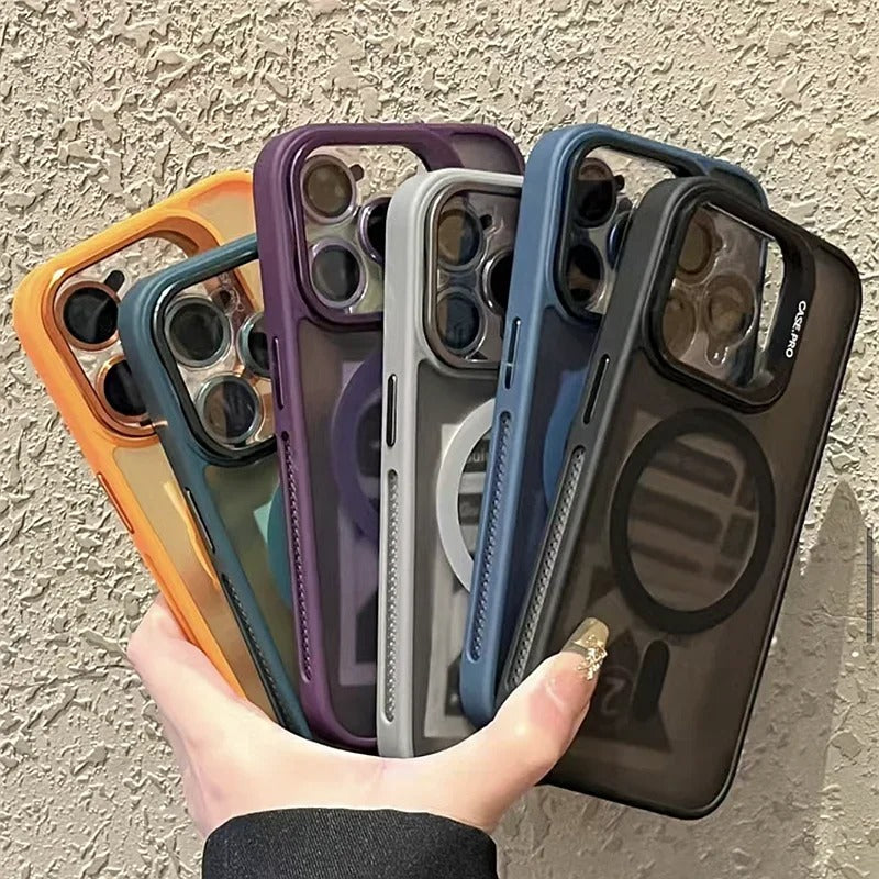 Luxury Magnetic Matte Lens Bracket Case For iPhone