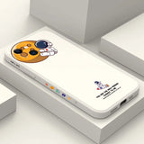 iPhone용 귀여운 우주 비행사 액체 실리콘 케이스 