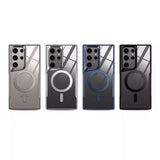 Luxury Plating Frame Magnetic Transparent Phone Case for Samsung