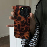 Retro Amber Texture Stylish Leopard Print Phone Case for iPhone