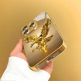 Golden Eagle Electroplated Tempered Glass Phone Case for iPhone