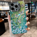 Rhinestone Beach Butterfly Lens Holder Phone Case for iPhone