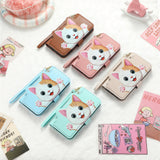 Cute Cat Card Holder Wallet Lanyard Case for iPhone