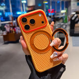 Contrast Color Breathable Magnetic Rotating Kickstand Case for iPhone