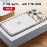 Plating Metal Frame Semi Clear Shockproof Case for iPhone