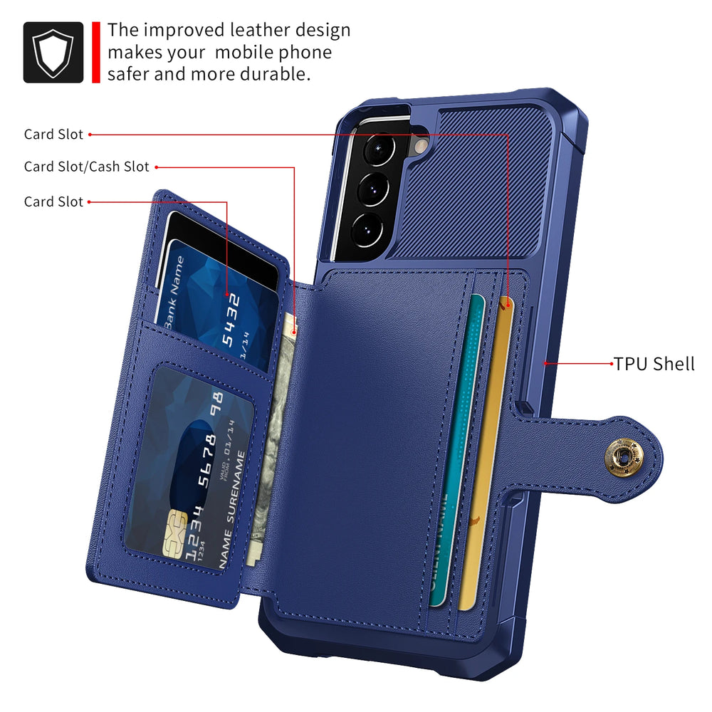 Magnetic Leather Wallet card Holder Case for Samsung