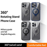 Rotating Folding Stand Clear Magnetic Phone Case For iPhone