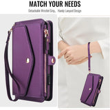Leather RFID Blocking Lanyard Wallet Case for iPhone
