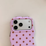 Polka-Dot Scalloped-Edge Shockproof Case for iPhone