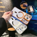Metal Lens Bracket Clear Electroplated Magnetic Phone Case for IPhone