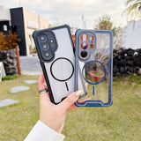 Contrast Color Magnetic Shockproof Transparent Hard Case For Samsung