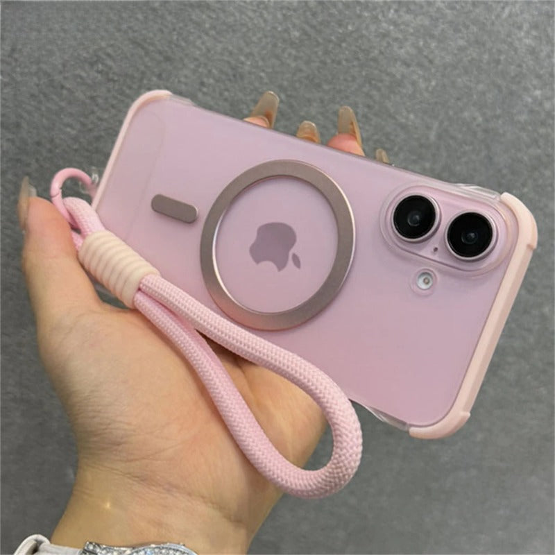 Wrist Strap Ultra Slim Frameless Matte Clear Magnetic Case For iPhone