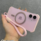 Wrist Strap Ultra Slim Frameless Matte Clear Magnetic Case For iPhone