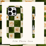Green & Orange Check Double-layer Back Phone Case for IPhone