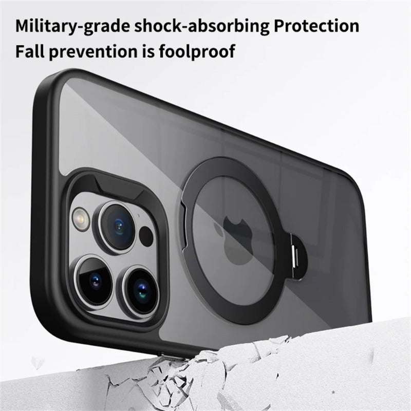 Rotating Folding Stand Clear Magnetic Phone Case For iPhone