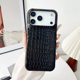 Solid Color Glossy Crocodile Skin Pattern Shockproof Phone Case for iPhone