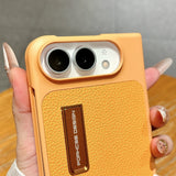 Litchi Grain Kickstand Full Coverage Shockproof Case for iPhone Duo