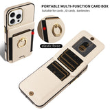 Wallet Card Slot Ring Holder Leather Case for iPhone