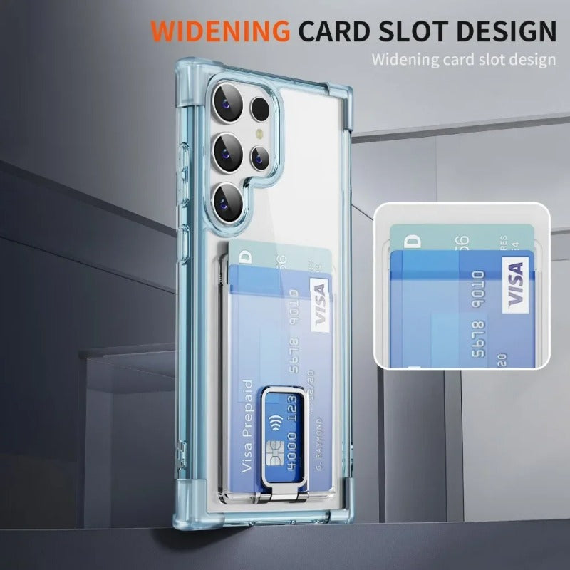 Transparent with Card Slot Holder Phone Case For Samsung