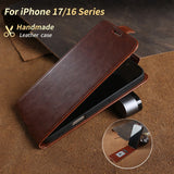 Vintage Wax Leather Top & Bottom Flip Case for iPhone