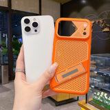 Hidden Kickstand Hollow Cooling Shockproof Case for iPhone